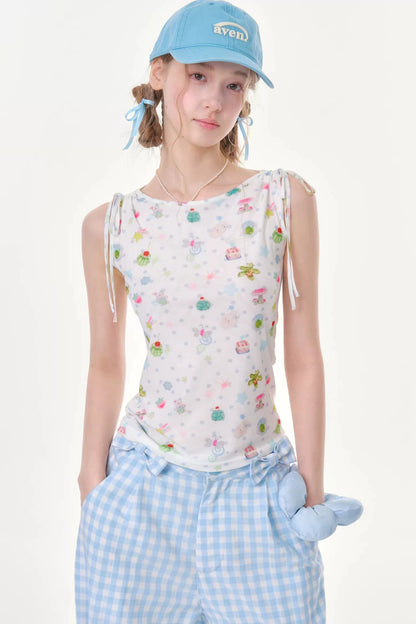 Polka Dot Off-Shoulder Vest