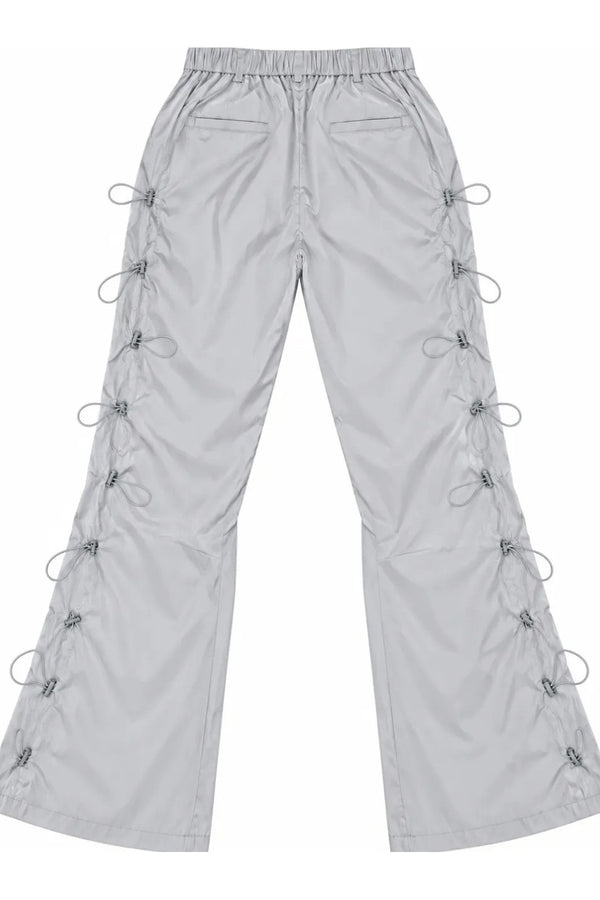 Drawstring Flared Pockets And Elastic Waist Pants