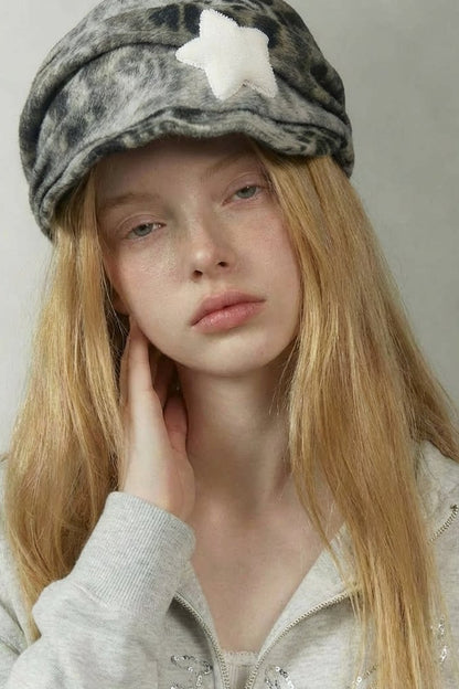 Leopard Print Star Transformable Hat