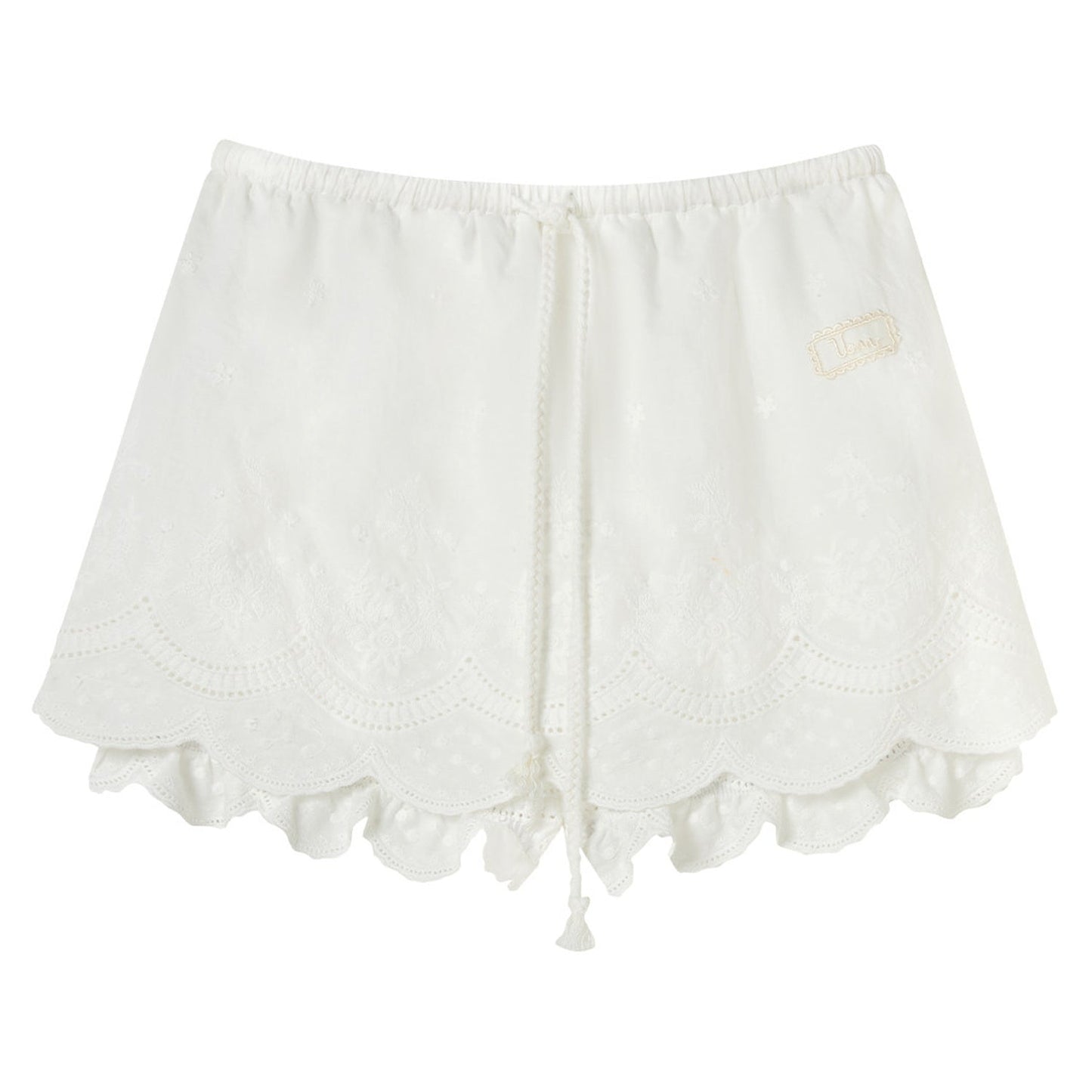 White Lace Trim Embroidered Skirt