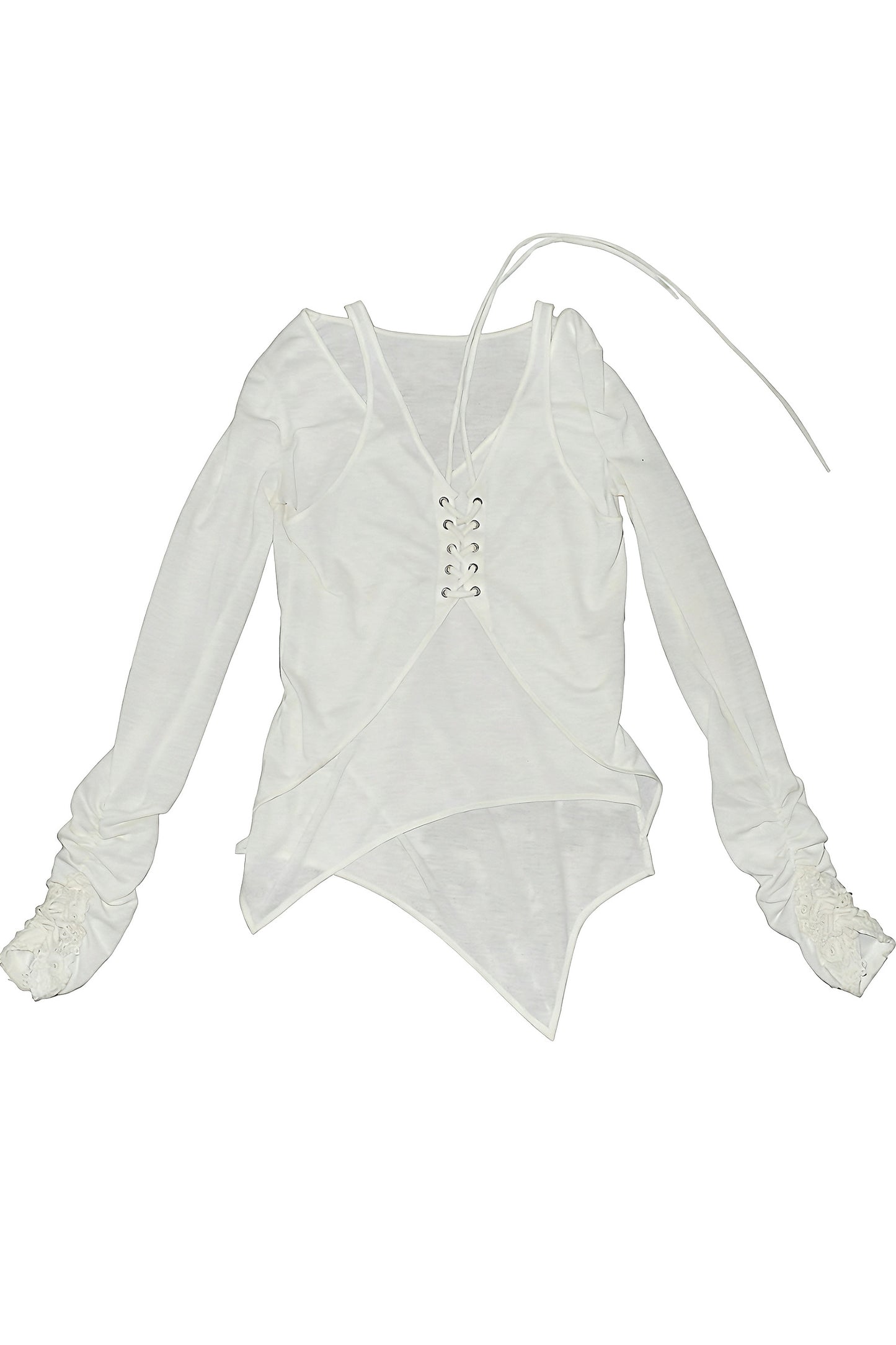 Blusa ricamata con orlo irregolare