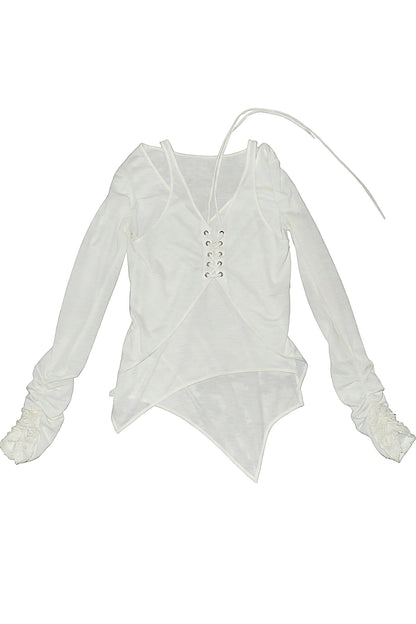 Blusa ricamata con orlo irregolare