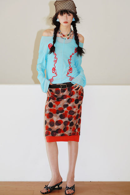 Textured Mesh Embroidery Top