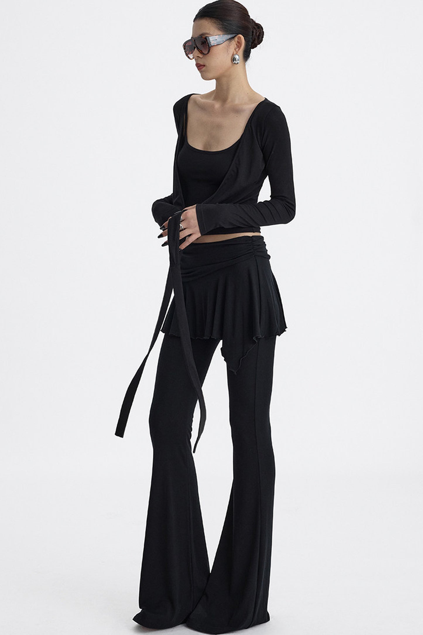 Faux Two-Piece Lyocell Flared Pants Set-Up