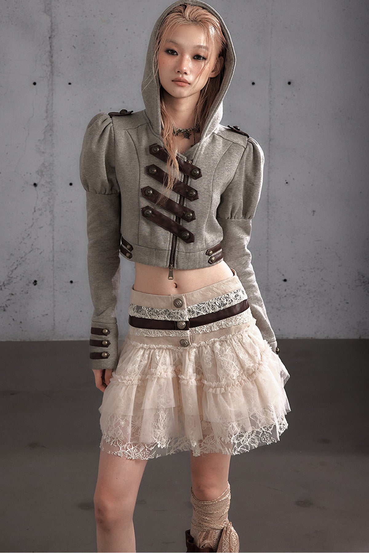 Napoleon Hooded Puff-Sleeve Sweatshirt
