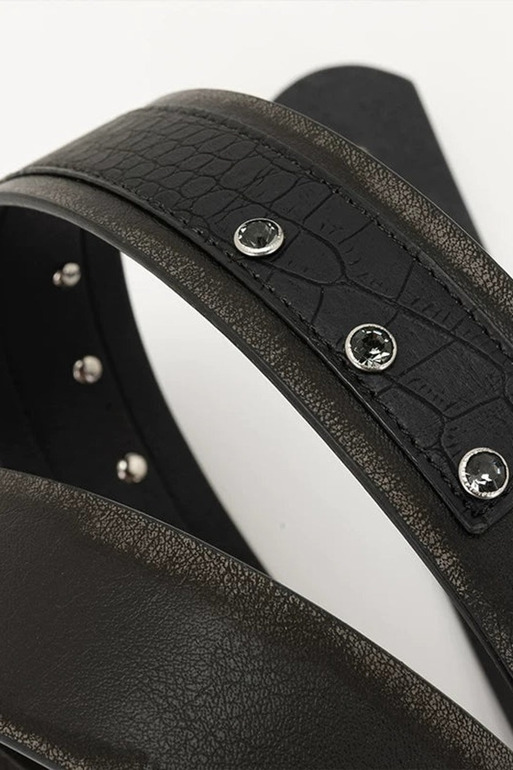 Carved Cross Studded Leather Belt