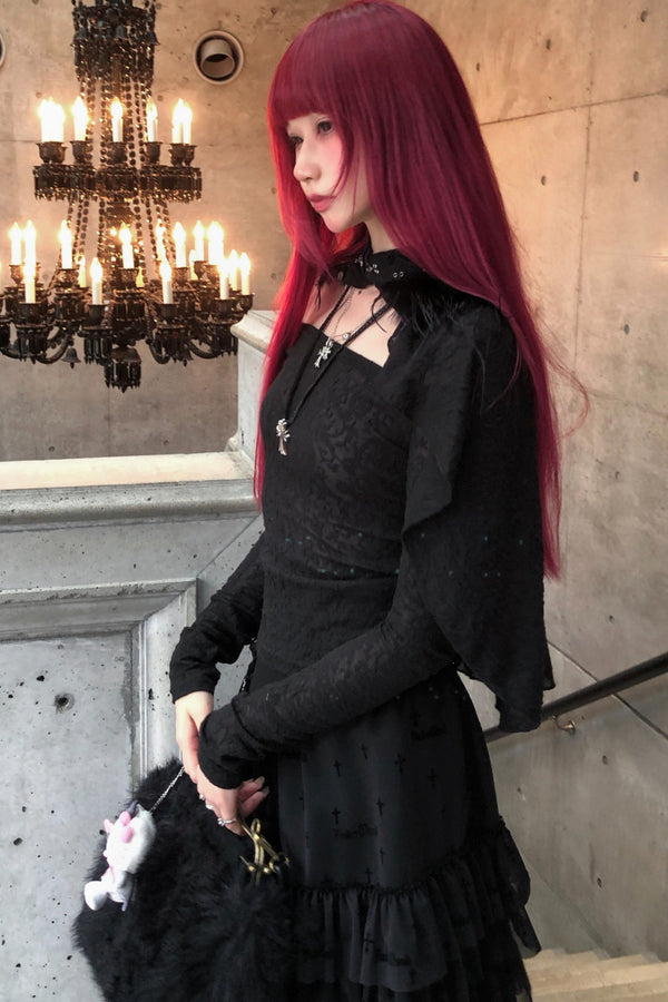 Lace Feather Bolero And Camisole Set-Up