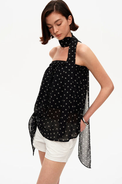 Woven Polka Dot Halter Top