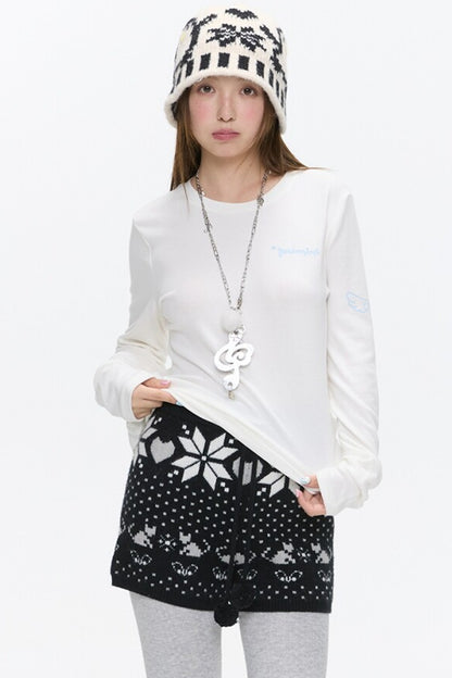 High-Waisted Snowflake Polka Dot Shorts