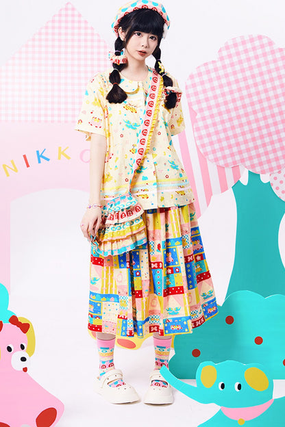 Colorful Printed Showa Skirt