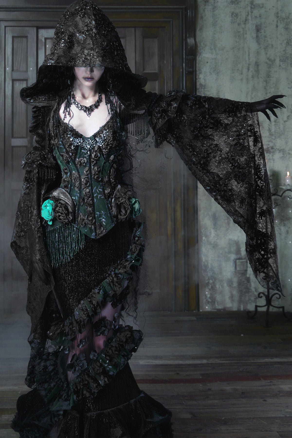 Gothic Fishbone Lace Corset Set-Up