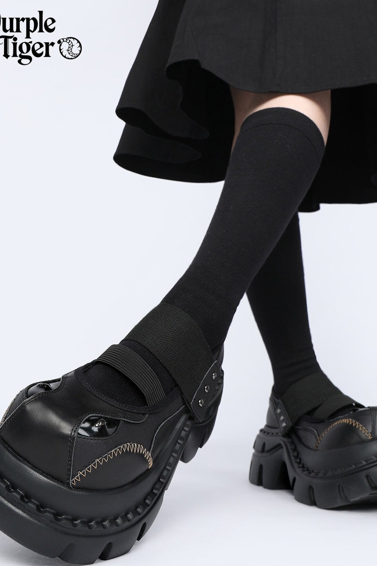 Dark Design Platform Height-Increasing Mary Jane Shoes
