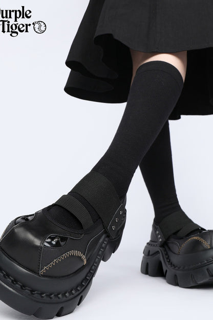 Dark Design Platform Height-Increasing Mary Jane Shoes