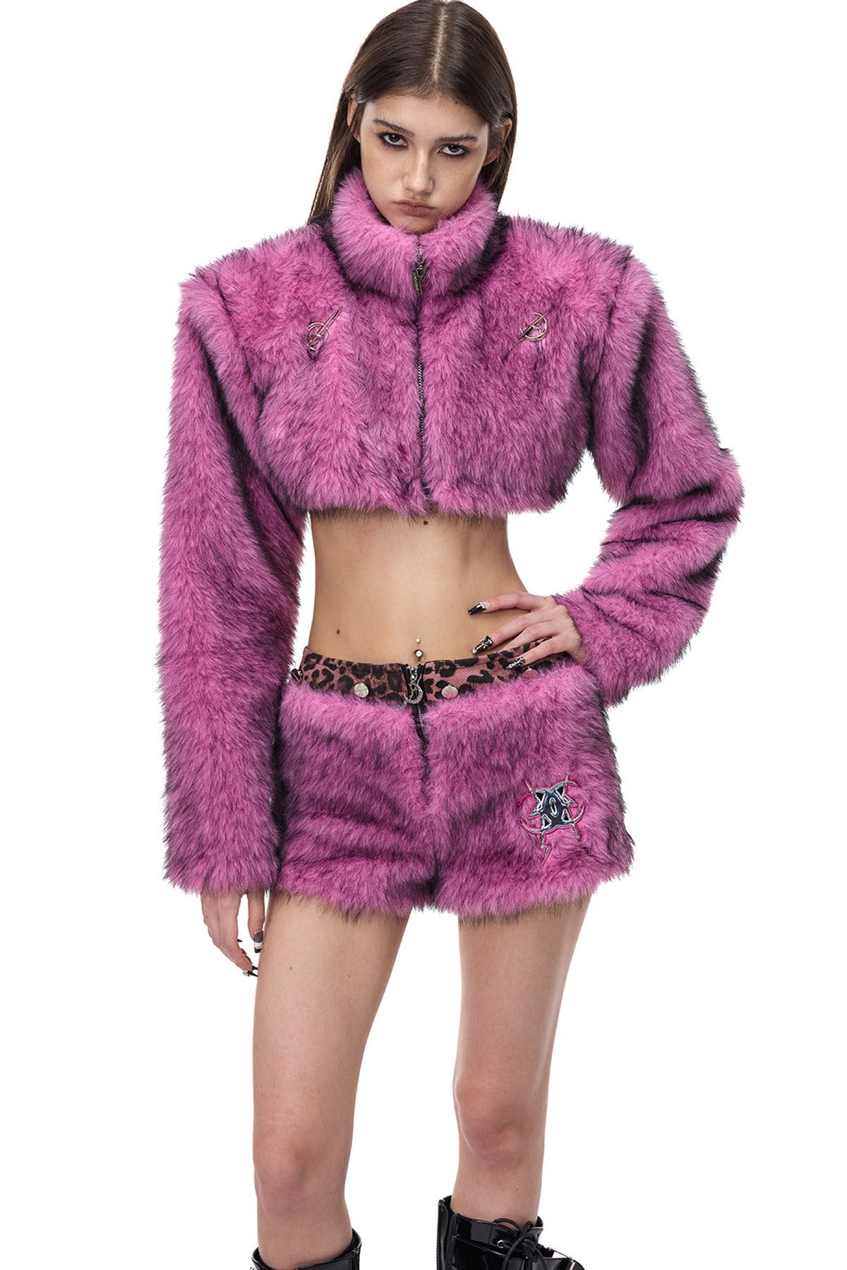 Y2K Gradient Short Fur Jacket