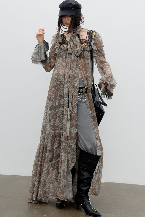 Floral Print Chiffon Maxi Dress
