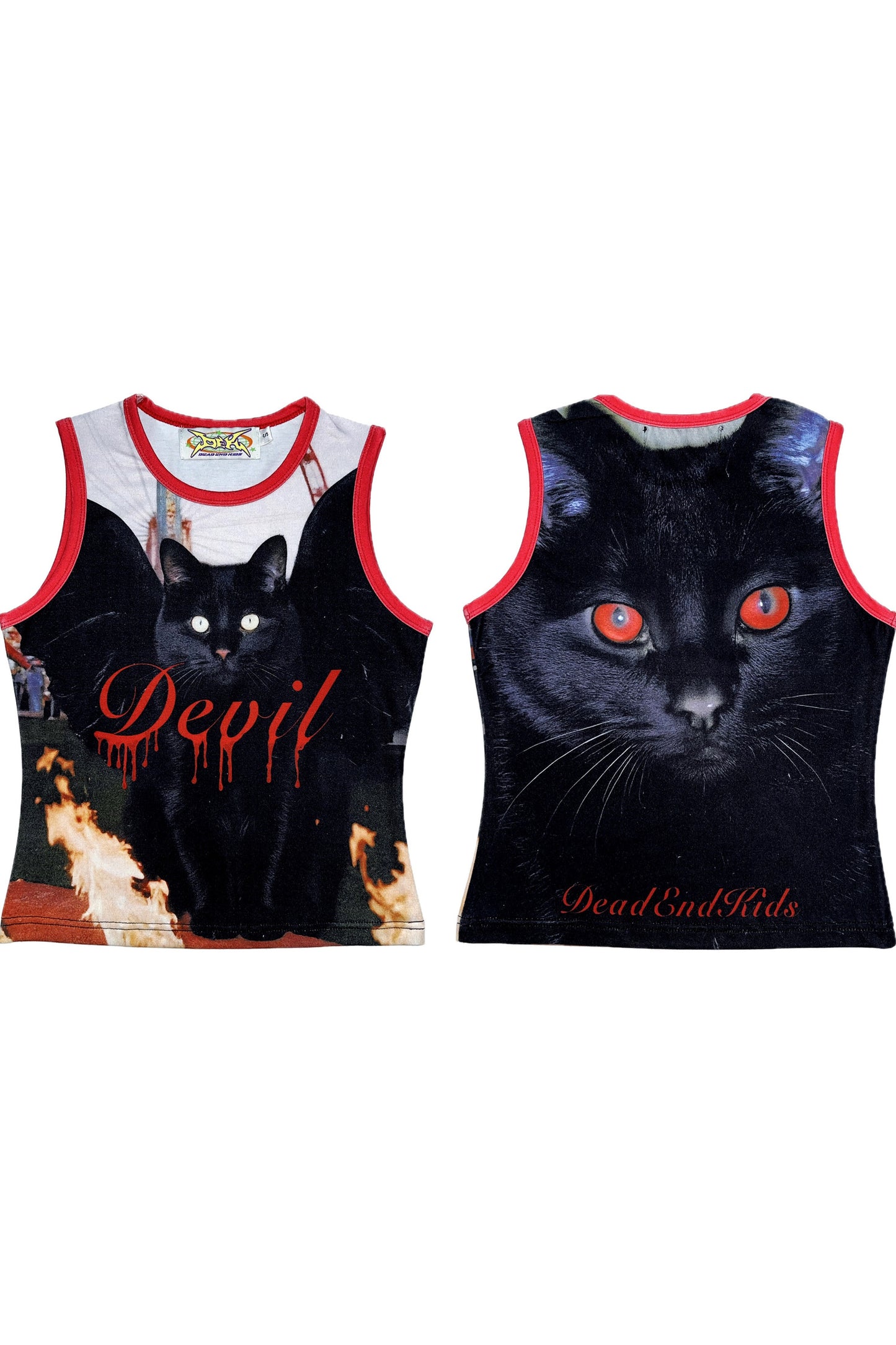 Y2K Devil Cat Print Sleeveless Tank Top