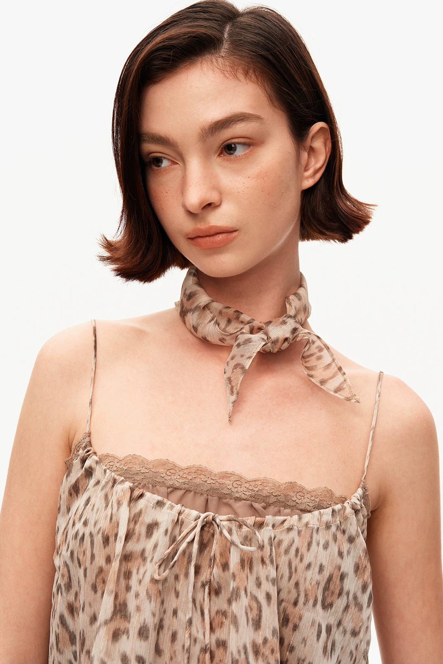 Retro Leopard Print Lace Tank Top Set