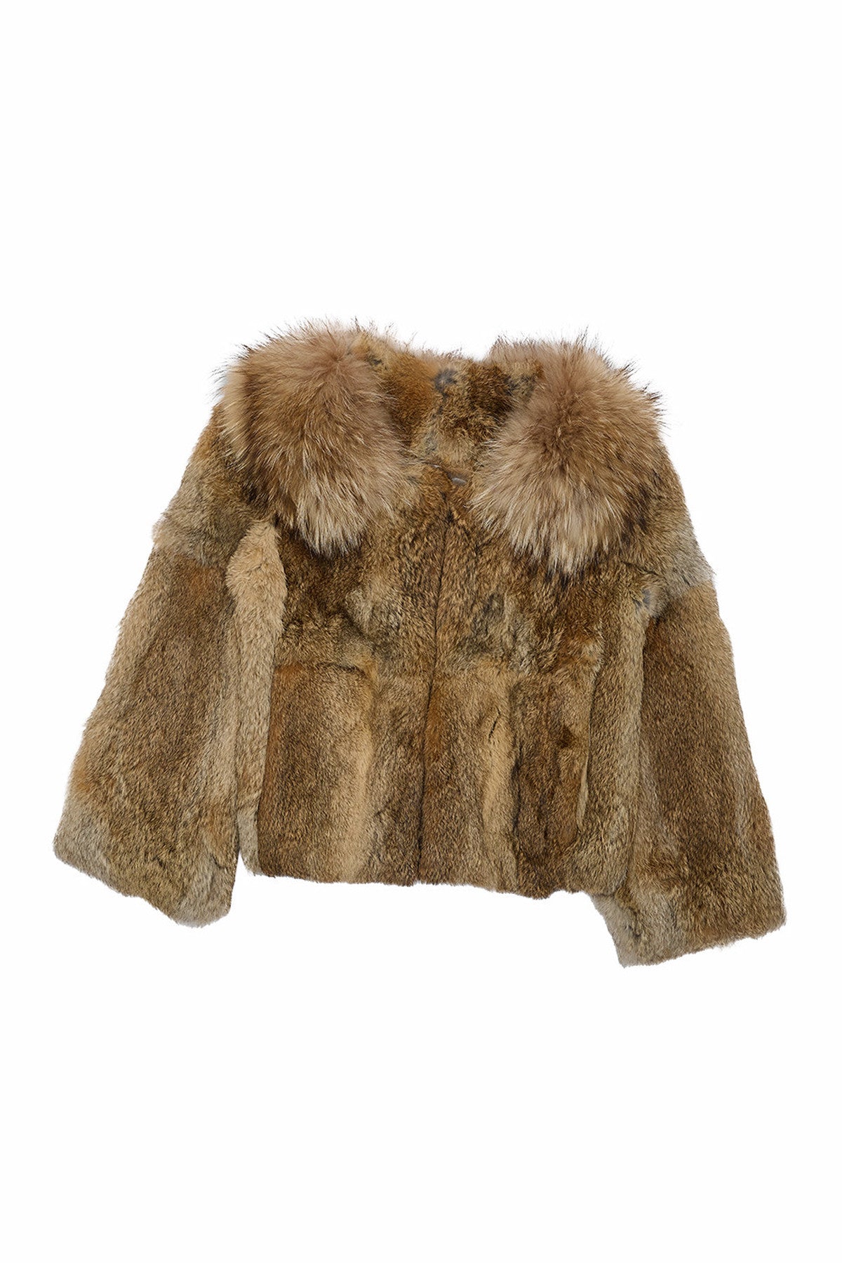 Rabbit Fur Spliced Raccoon Fur Jacket