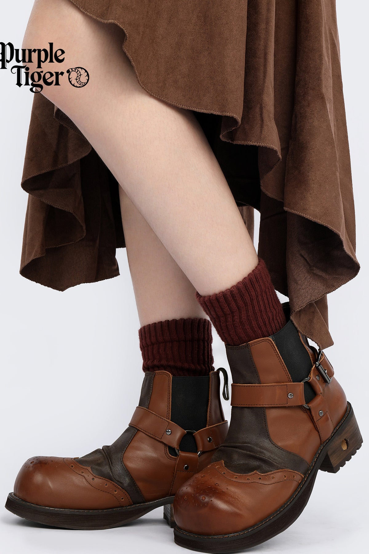 Retro Distressed Brown Short Boots