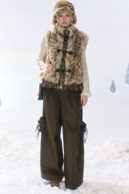 High-Waisted Pocket Workwear Wide-Leg Pants