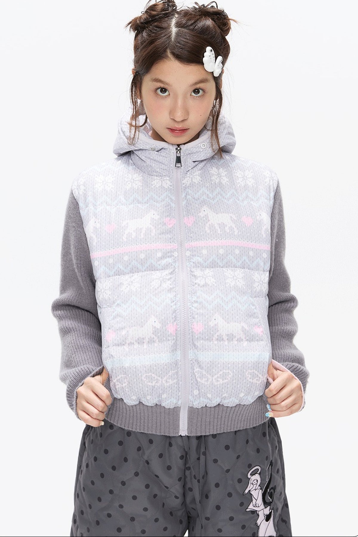 Fair Isle Sweater Down Coat