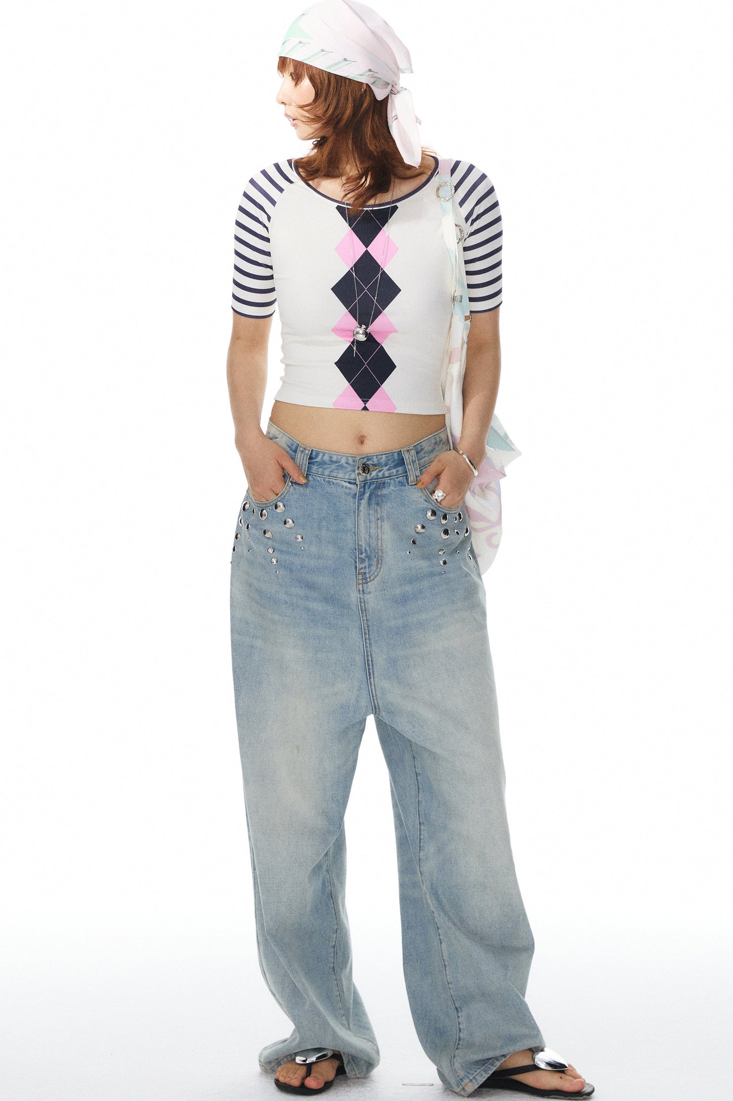 Printed Knit Raglan Top