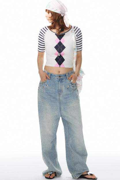 Printed Knit Raglan Top