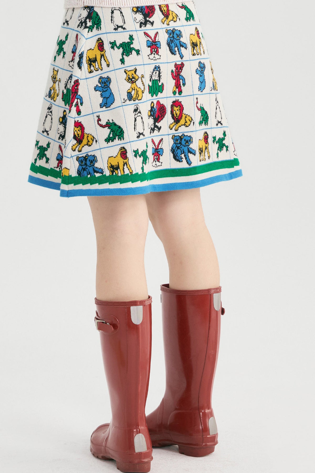 Colorful Animal Heart Knit A-Line Skirt