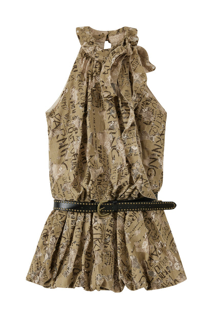 Graffiti Lace Halter Dress