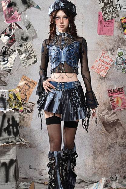 Butterfly Studded Chain Tube Top and Mesh Base Layer Set-Up