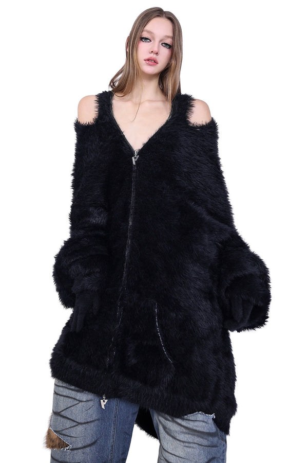 Reversible Mink Fur Hooded Gloves Jacket