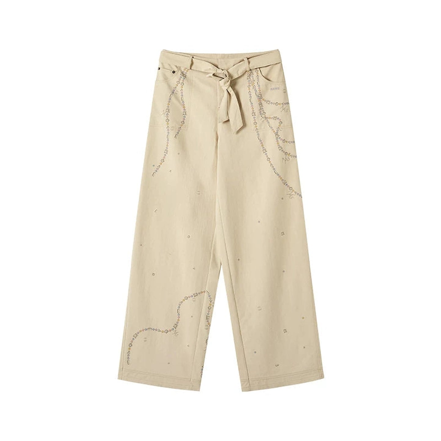 Wolkenweiche Twillhose mit Rautenmuster und weitem Bein
