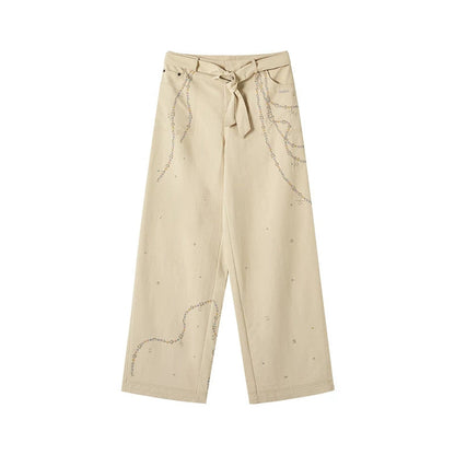 Wolkenweiche Twillhose mit Rautenmuster und weitem Bein