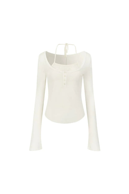 Layered Sheer Gauze Shell Pearl Top