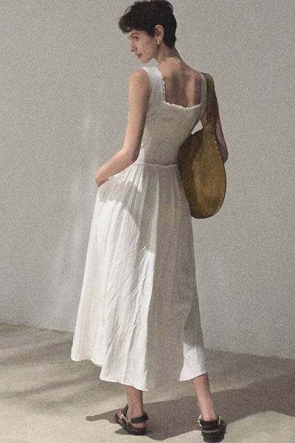 Robe débardeur à encolure carrée et volants