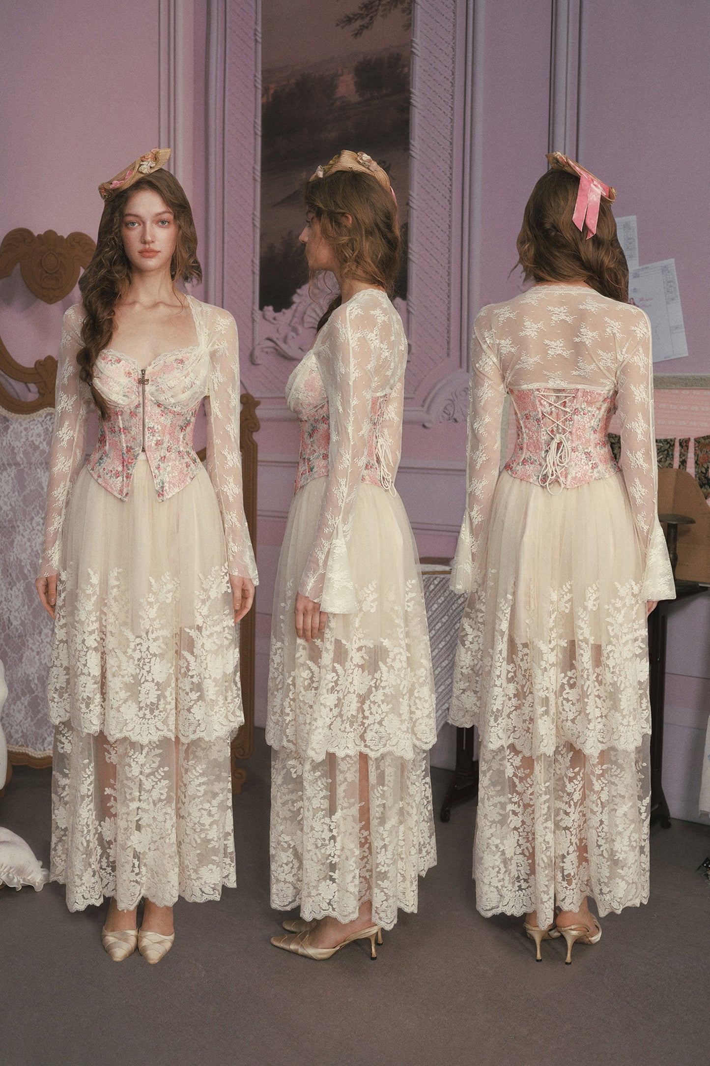Rose Lace Retro Top