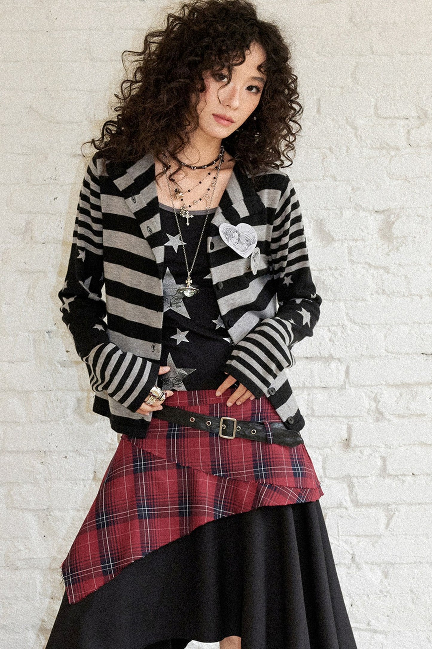 Star Knit Striped Cardigan