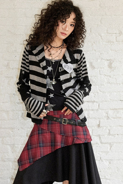 Star Knit Striped Cardigan