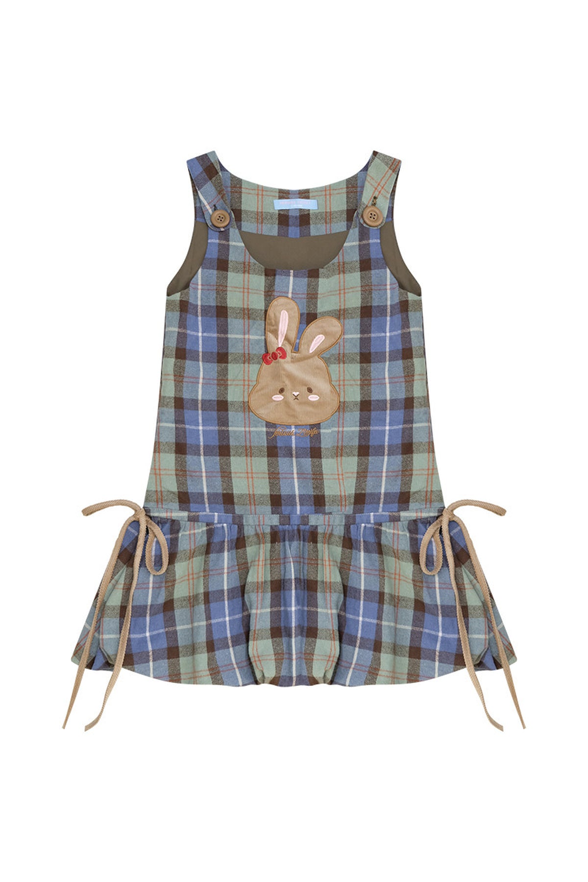 Plaid Rabbit Applique Dress
