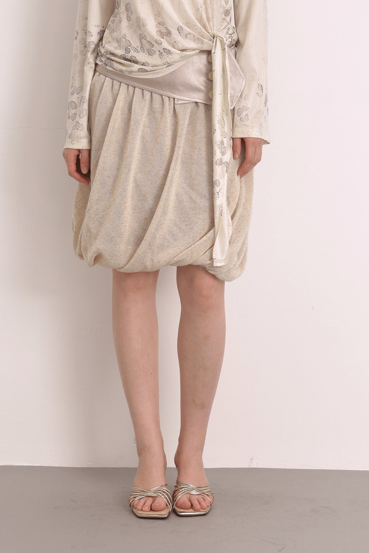 Oatmeal Oil Painting Texture Irregular Skirt