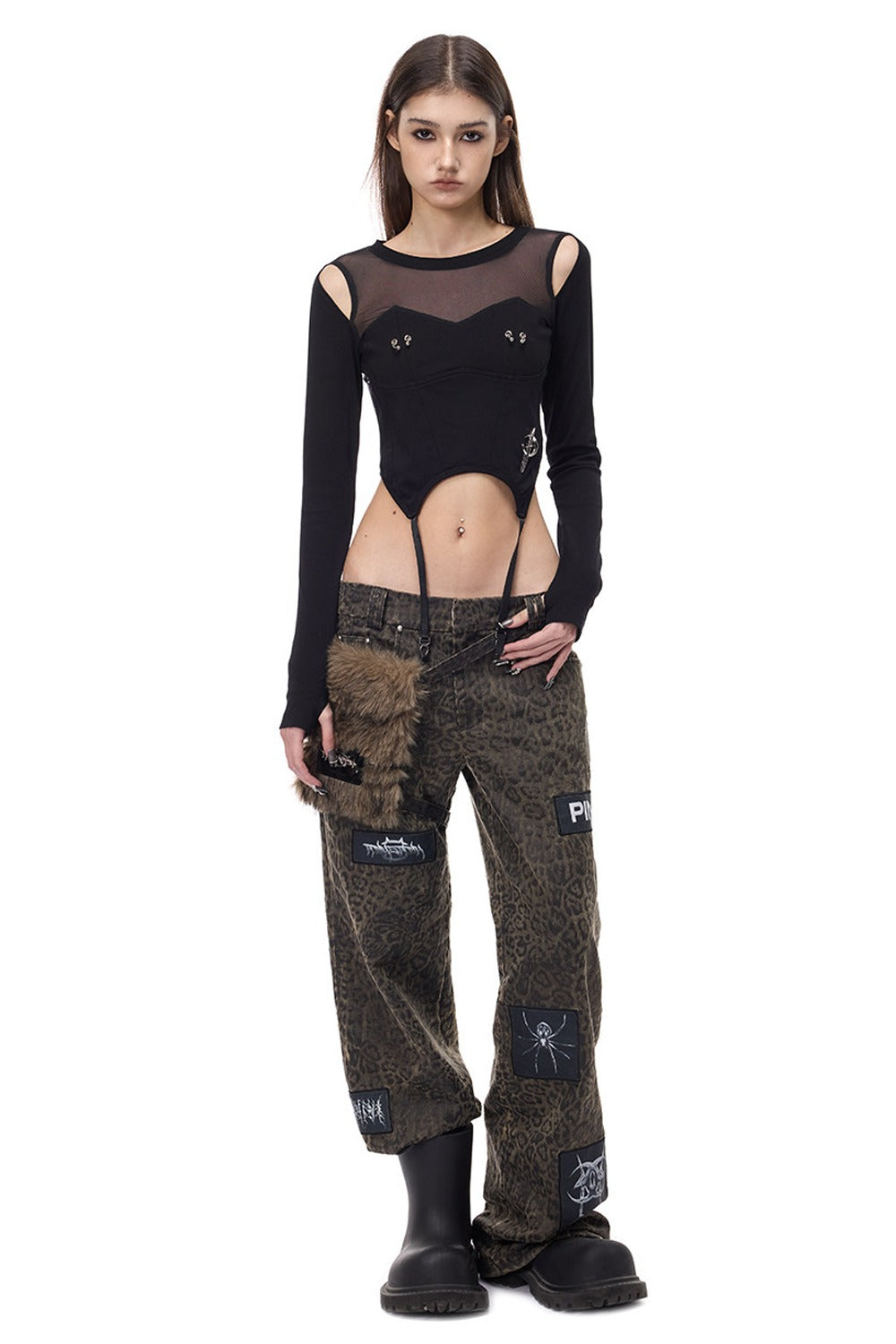 Leopard Print Rock Patch Pants