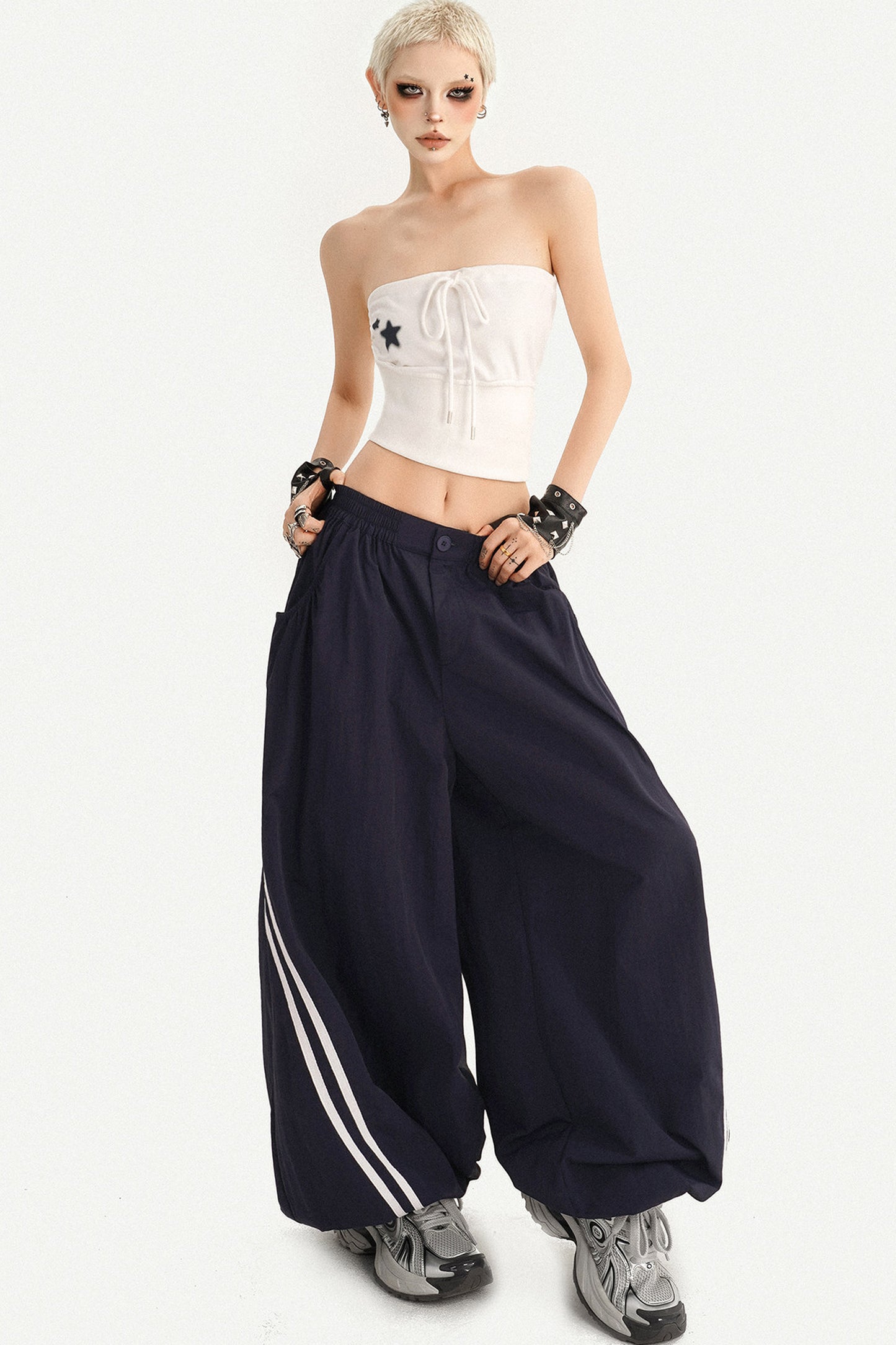 Navy Blue Wide-Leg Pants