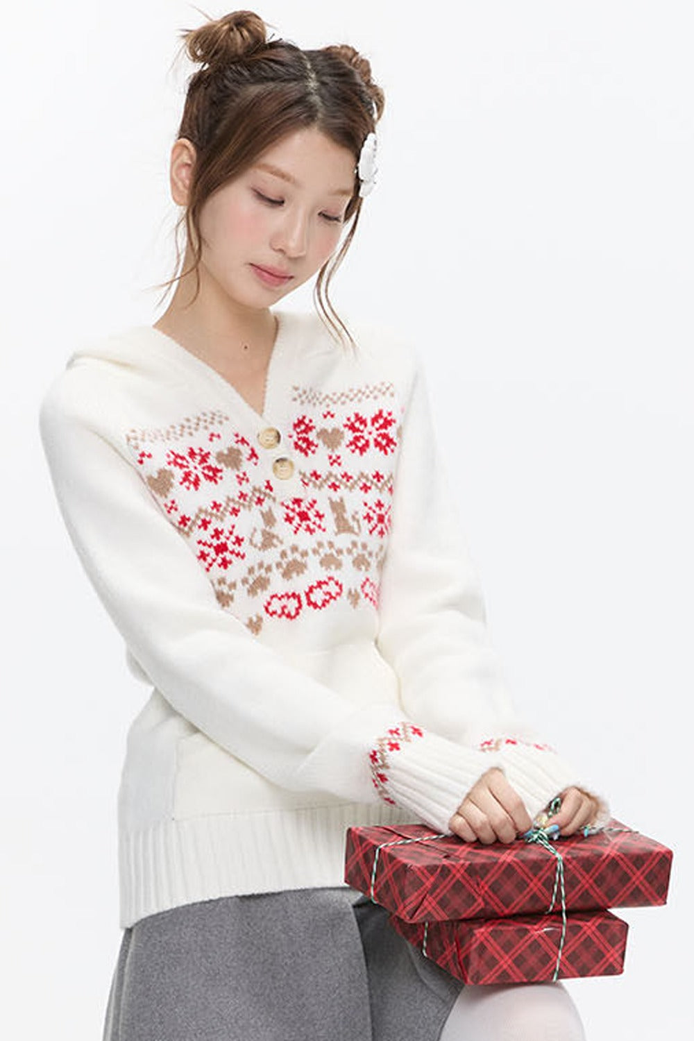 Fair Isle Knit Hoodie