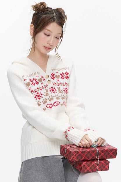 Fair Isle Knit Hoodie