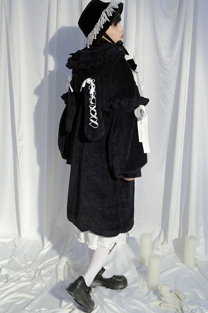 Bunny Ear Fluffy Bow Coat
