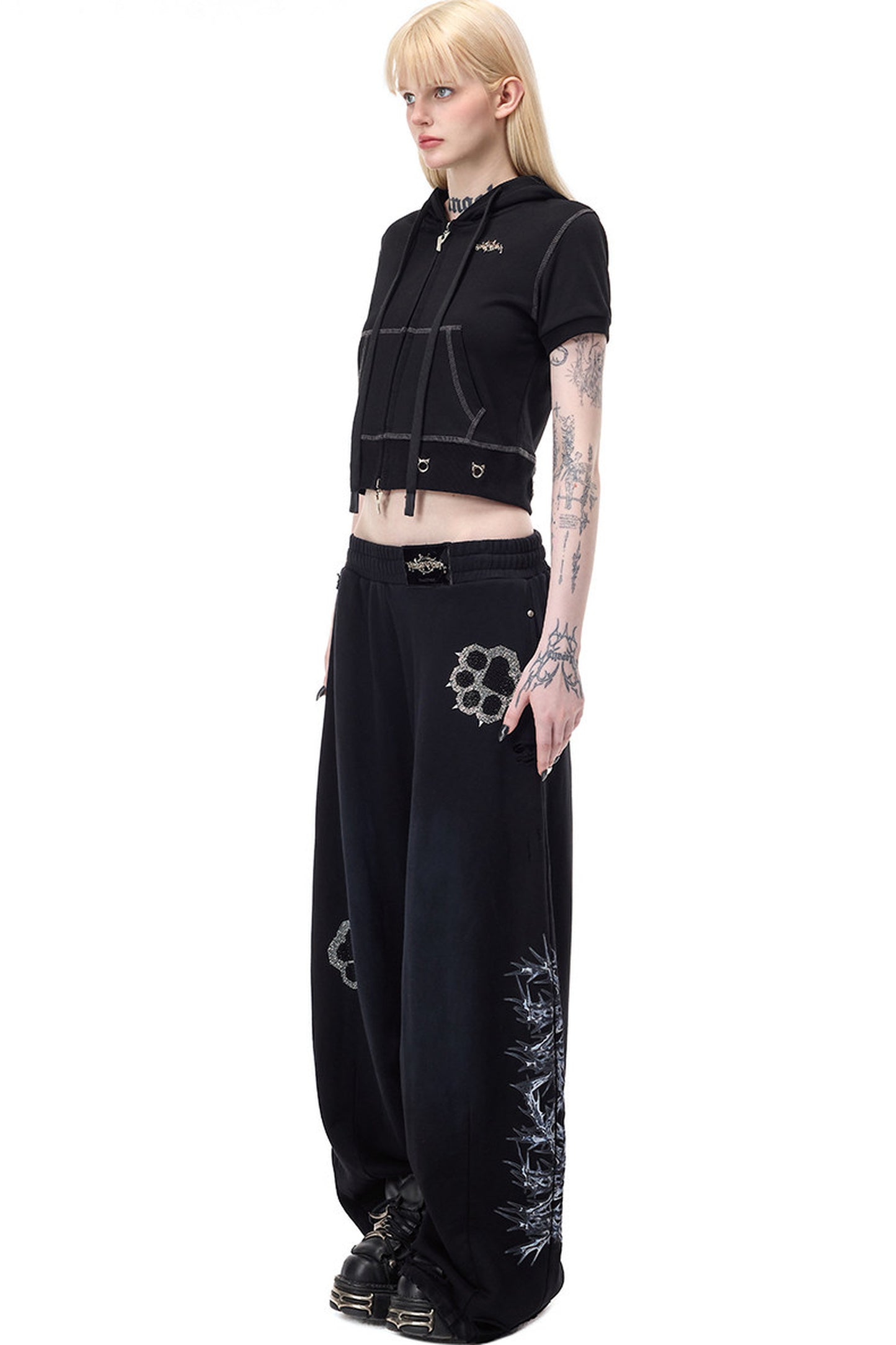 Cat Ear Rhinestone Hooded Cardigan