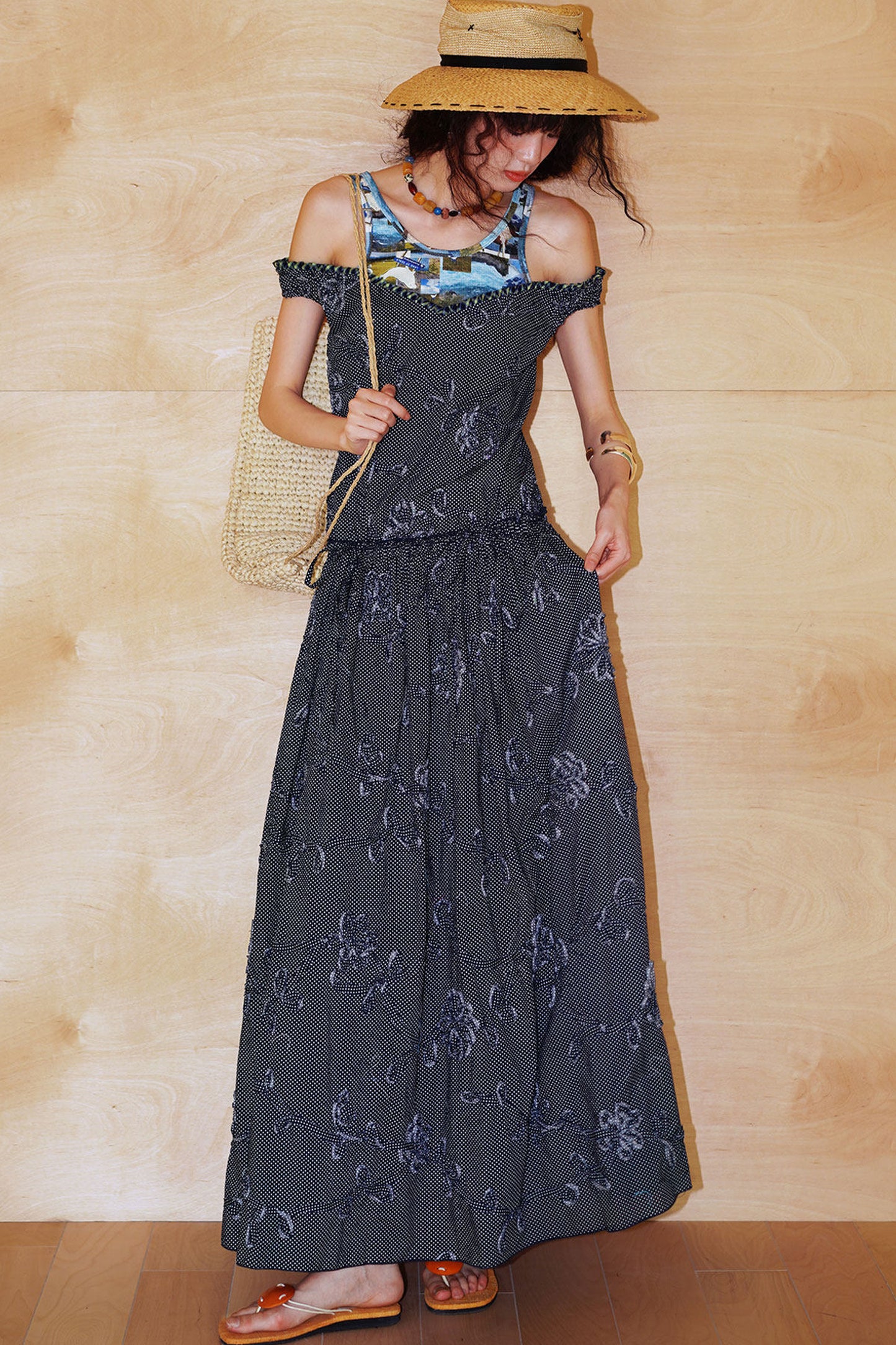 Vacation Polka Dot Embroidered Dress