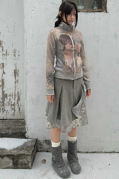 Cartoon Character Print Color-Blocked Sweatshirt