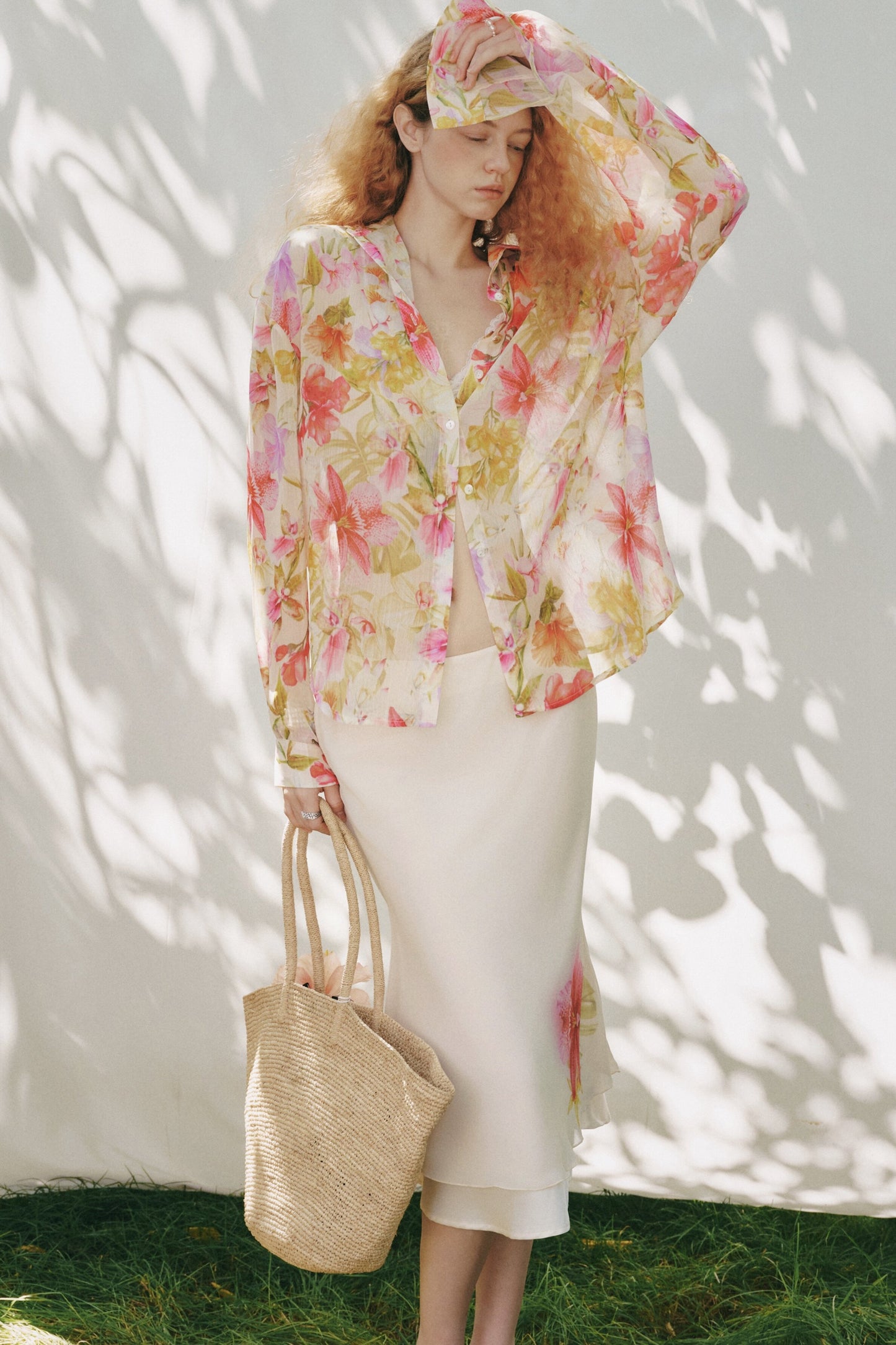 Floral Rayon Shirt And Fishtail Skirt Set-Up