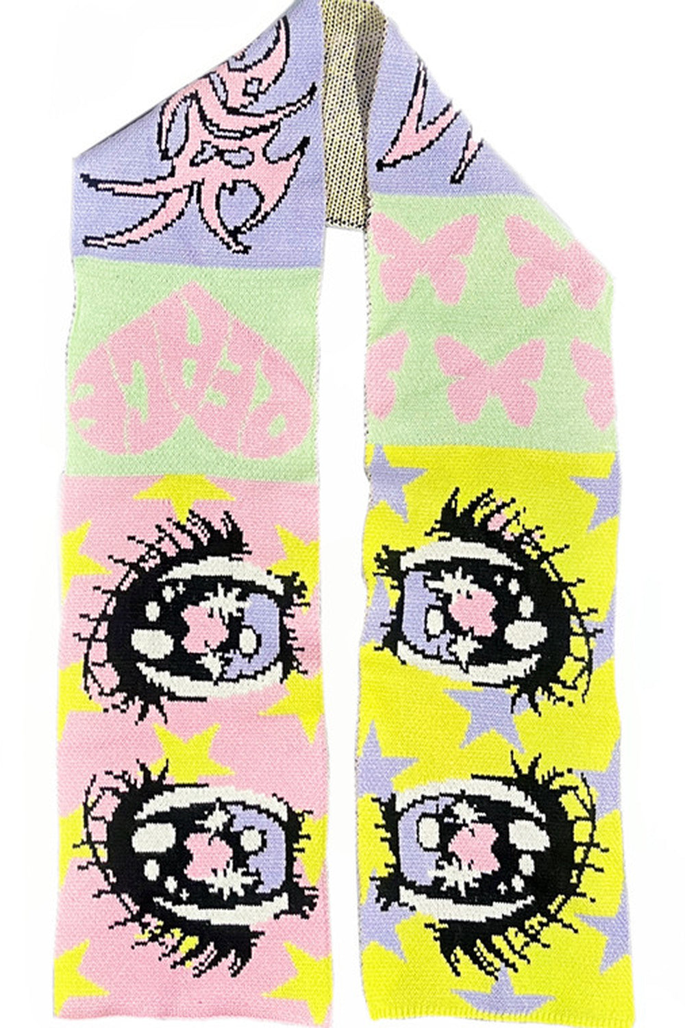 Comic Eye Knitted Long Scarf Set-Up